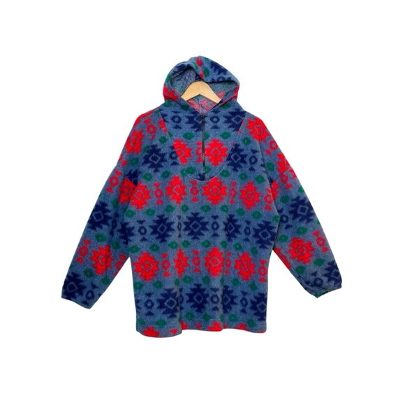 VTG Fleece Aztec Tribal Southwestern Hoodie Sweatshirt- Women’s Size Large - Picture 1 of 13